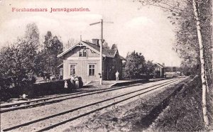Gammalt vykort föreställande Forshammar station. Klicka för större bild! (109 kB)