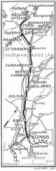 Karte über die Eisenbahnstrecke KURJ